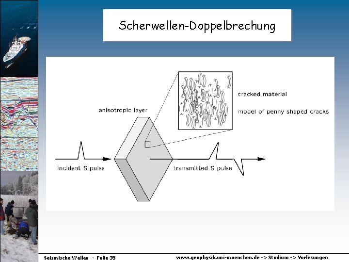 Scherwellen-Doppelbrechung Seismische Wellen - Folie 35 www. geophysik. uni-muenchen. de -> Studium -> Vorlesungen