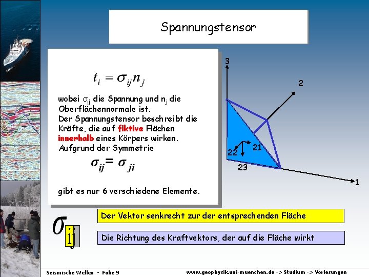 Spannungstensor 3 2 wobei ij die Spannung und nj die Oberflächennormale ist. Der Spannungstensor