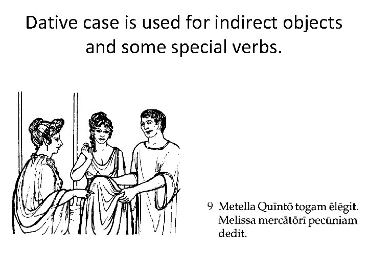 Dative case is used for indirect objects and some special verbs. 