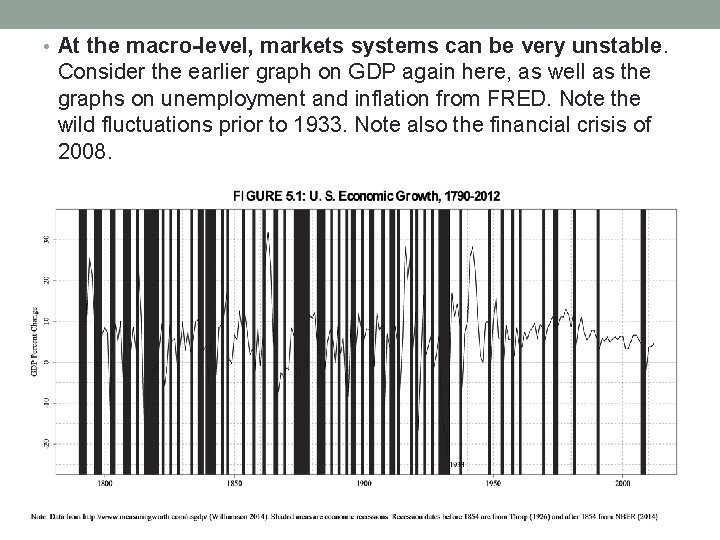  • At the macro-level, markets systems can be very unstable. Consider the earlier