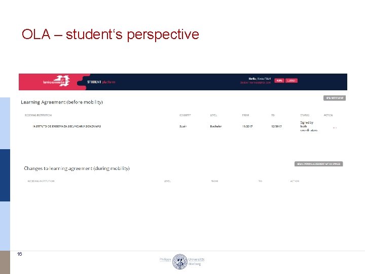 OLA – student‘s perspective 16 