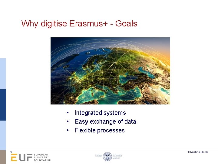 Why digitise Erasmus+ - Goals • Integrated systems • Easy exchange of data •