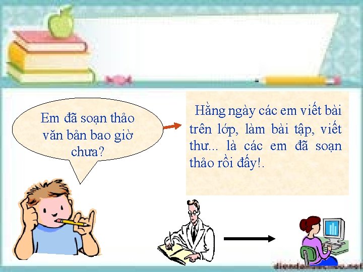 Em đã soạn thảo văn bản bao giờ chưa? Hằng ngày các em viết