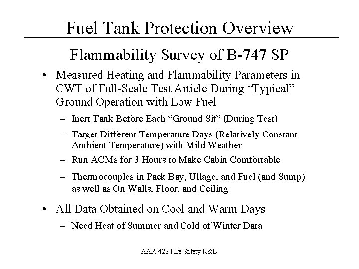 Fuel Tank Protection Overview An Overview of FAA