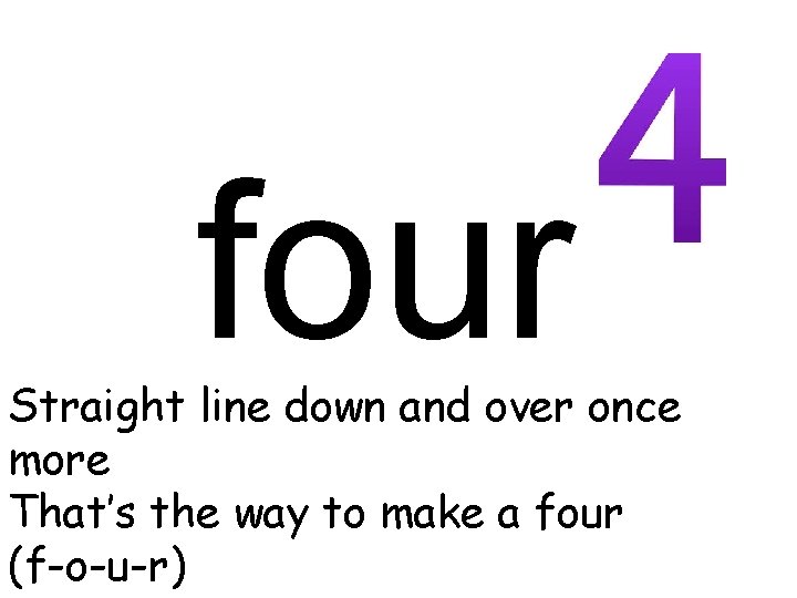 four Straight line down and over once more That’s the way to make a