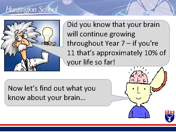 Did you know that your brain will continue growing throughout Year 7 – if