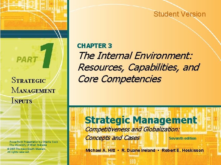 Student Version CHAPTER 3 STRATEGIC MANAGEMENT INPUTS The