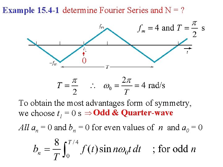 Example 15. 4 -1 determine Fourier Series and N = ? 0 To obtain