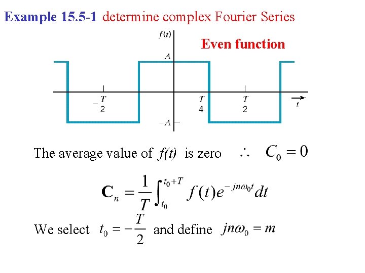 Example 15. 5 -1 determine complex Fourier Series Even function The average value of