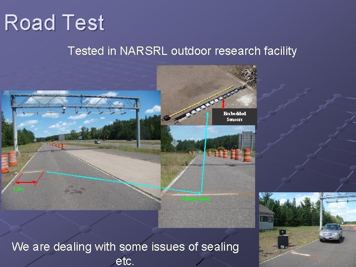 Road Tested in NARSRL outdoor research facility Embedded Sensors 1. 2 m Sensors array