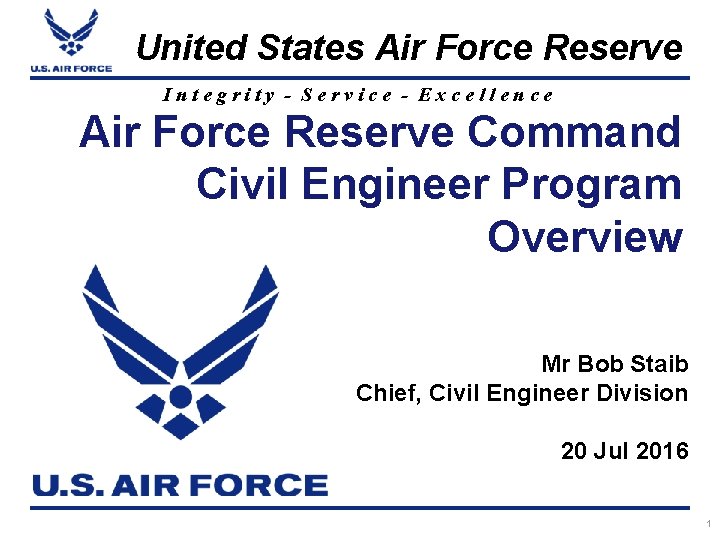 United States Air Force Reserve Integrity - Service - Excellence Air Force Reserve Command