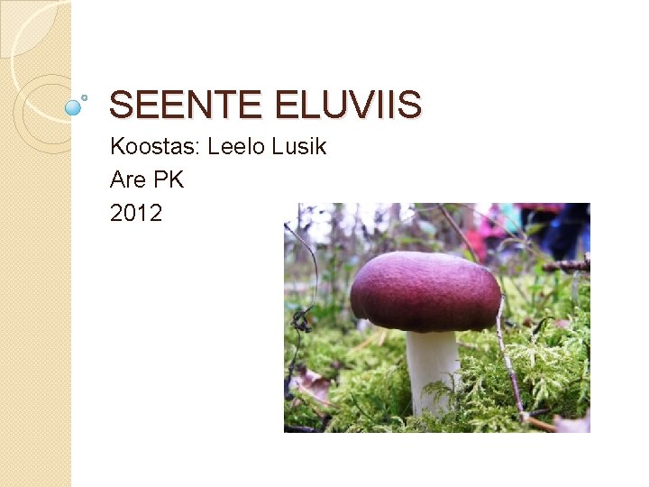 SEENTE ELUVIIS Koostas: Leelo Lusik Are PK 2012 