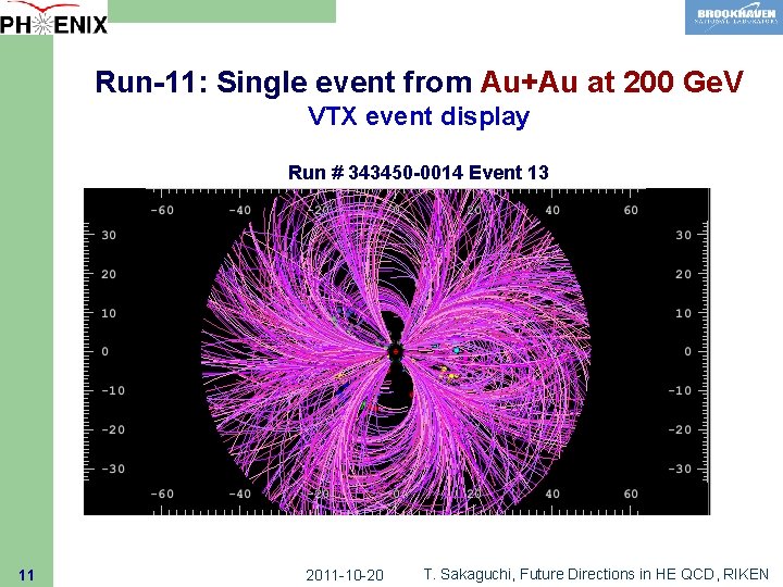 Run-11: Single event from Au+Au at 200 Ge. V VTX event display Run #