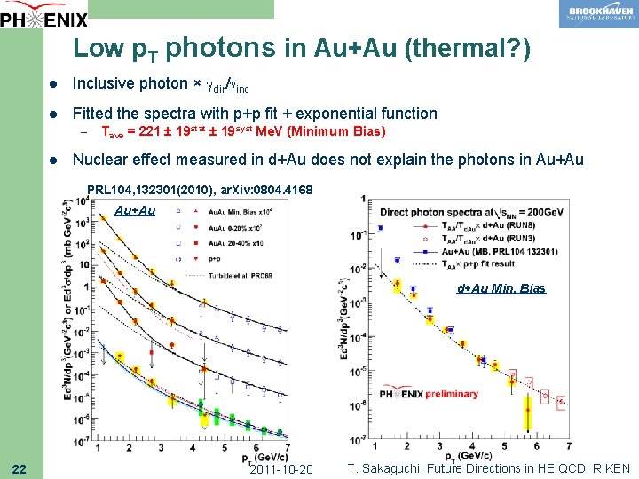 Low p. T photons in Au+Au (thermal? ) l Inclusive photon × dir/ inc