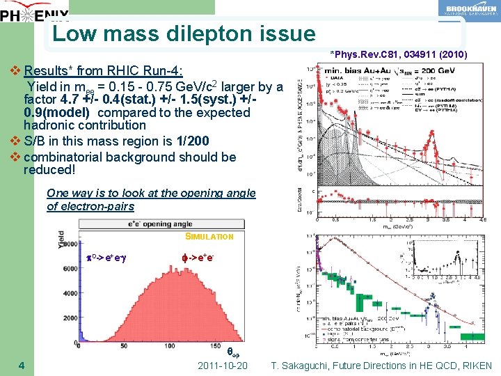 Low mass dilepton issue *Phys. Rev. C 81, 034911 (2010) v Results* from RHIC