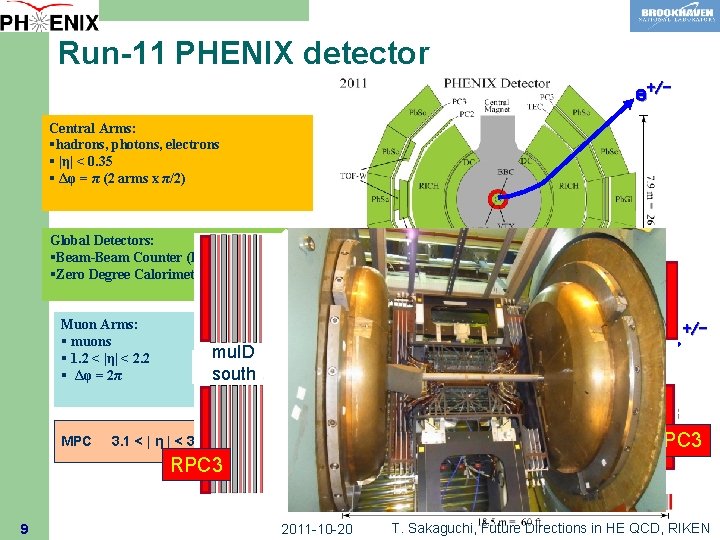 Run-11 PHENIX detector e+/Central Arms: §hadrons, photons, electrons § |η| < 0. 35 §