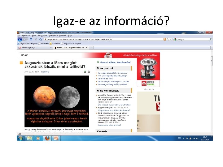 Igaz-e az információ? 