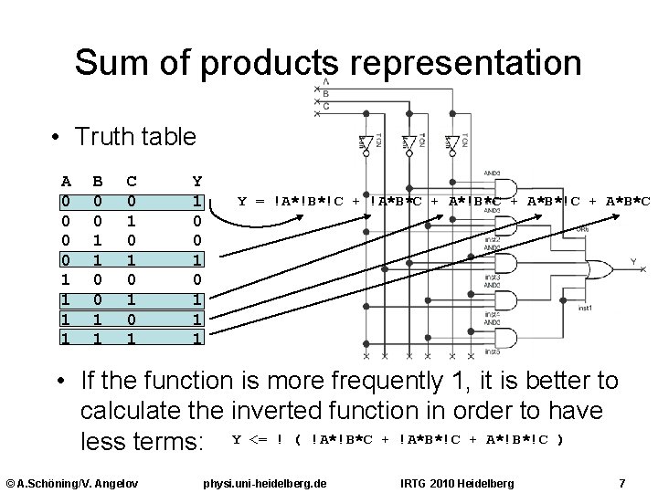 Sum of products representation • Truth table A 0 0 1 1 B 0