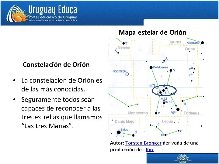 Mapa estelar de Orión Constelación de Orión • La constelación de Orión es de