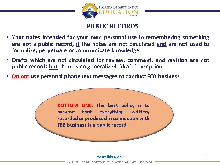 PUBLIC RECORDS • Your notes intended for your own personal use in remembering something