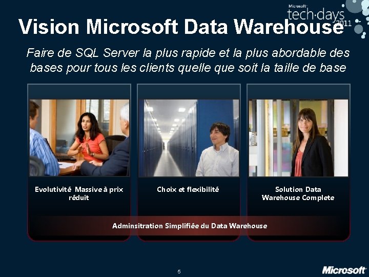 Vision Microsoft Data Warehouse Faire de SQL Server la plus rapide et la plus