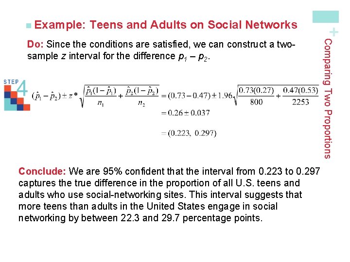 Teens and Adults on Social Networks Conclude: We are 95% confident that the interval