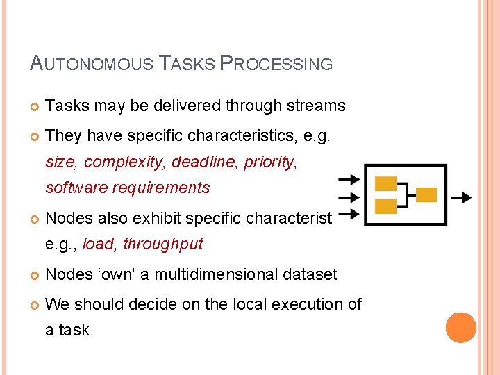 AUTONOMOUS TASKS PROCESSING Tasks may be delivered through streams They have specific characteristics, e. AUTONOMOUS TASKS PROCESSING Tasks may be delivered through streams They have specific characteristics, e.