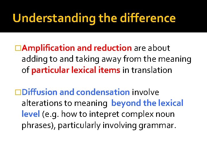 Understanding the difference �Amplification and reduction are about adding to and taking away from