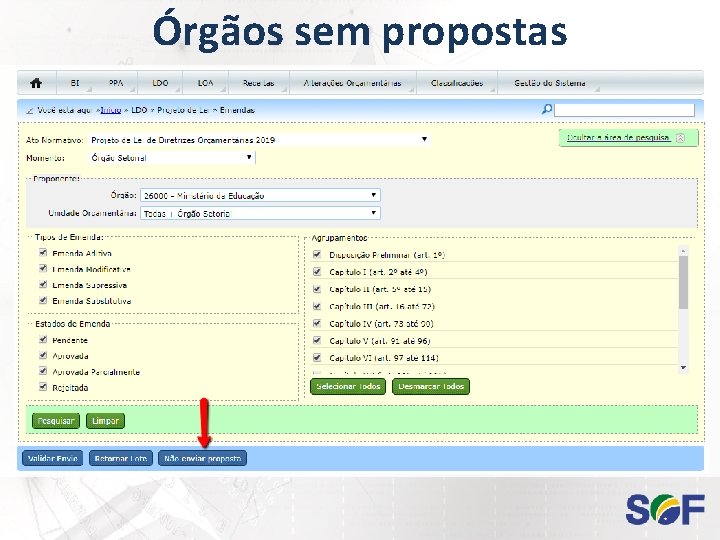 Órgãos sem propostas 
