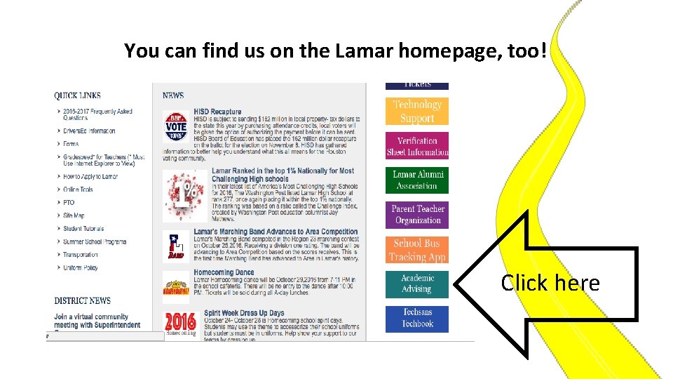 You can find us on the Lamar homepage, too! Click here 