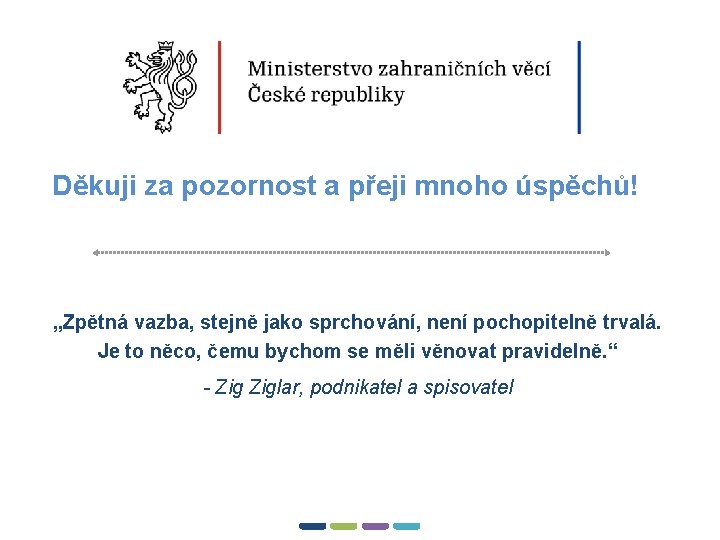 19 Děkuji za pozornost a � přeji mnoho úspěchů! „Zpětná vazba, stejně jako sprchování,