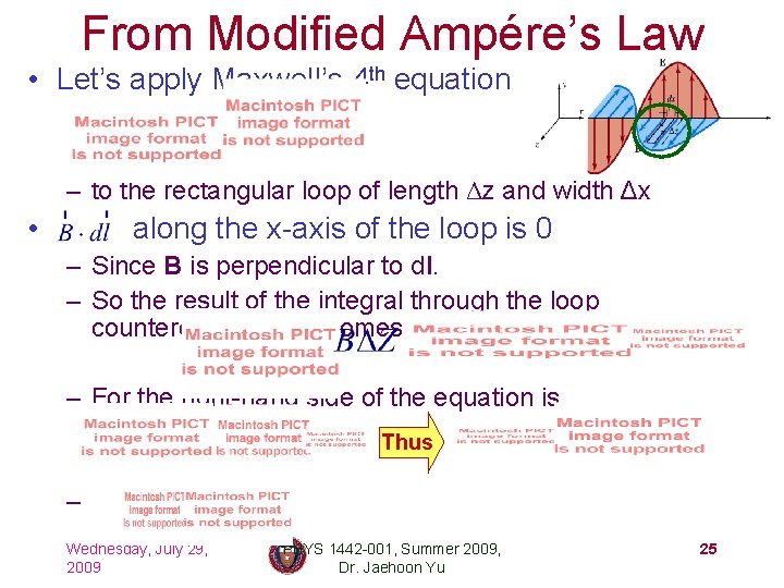 From Modified Ampére’s Law • Let’s apply Maxwell’s 4 th equation – to the