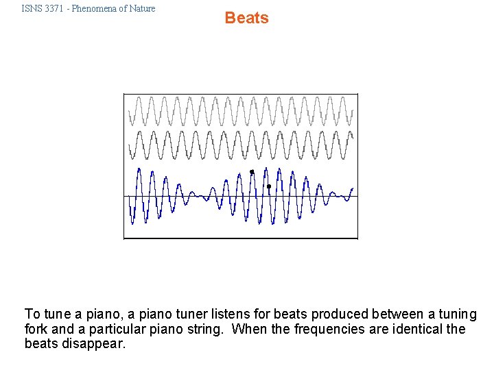 ISNS 3371 - Phenomena of Nature Beats To tune a piano, a piano tuner