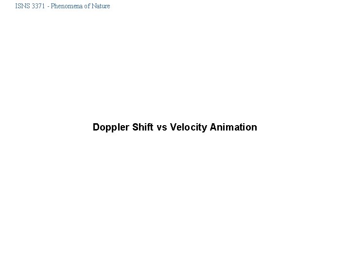 ISNS 3371 - Phenomena of Nature Doppler Shift vs Velocity Animation 
