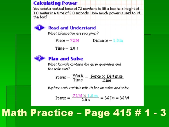 Math Practice – Page 415 # 1 - 3 