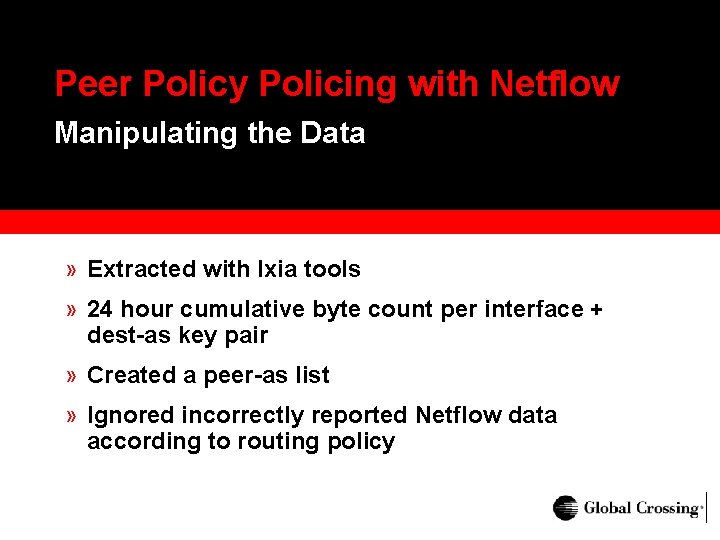 Peer Policy Policing with Netflow Manipulating the Data » Extracted with Ixia tools »