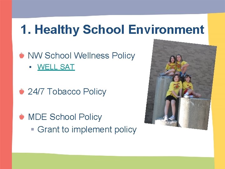 1. Healthy School Environment NW School Wellness Policy • WELL SAT 24/7 Tobacco Policy