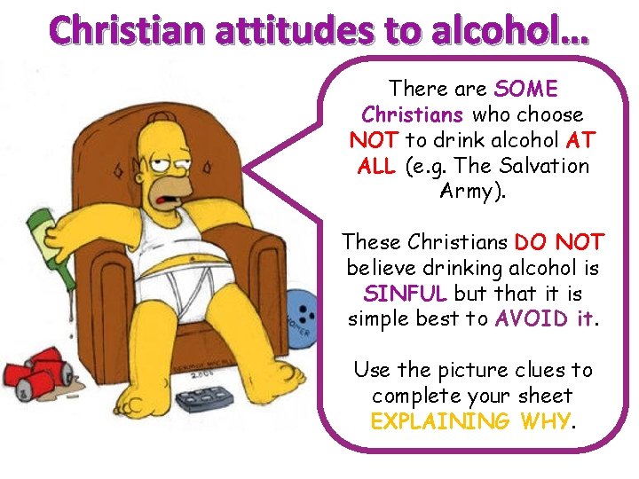 Christian attitudes to alcohol… There are SOME Christians who choose NOT to drink alcohol