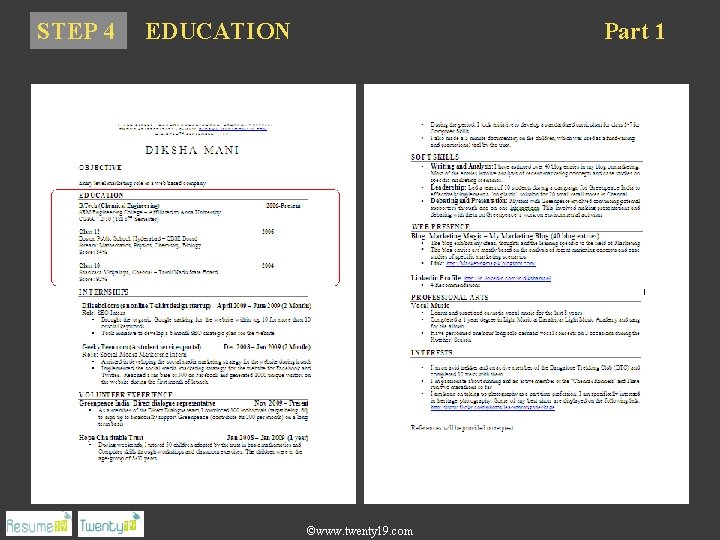 STEP 4 EDUCATION Part 1 ©www. twenty 19. com 