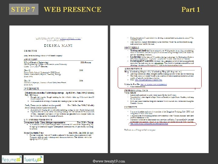 STEP 7 WEB PRESENCE ©www. twenty 19. com Part 1 