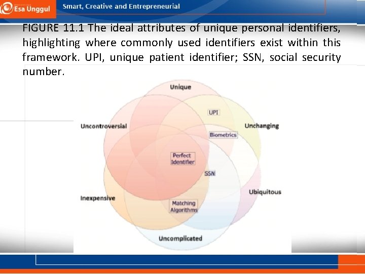 FIGURE 11. 1 The ideal attributes of unique personal identifiers, highlighting where commonly used