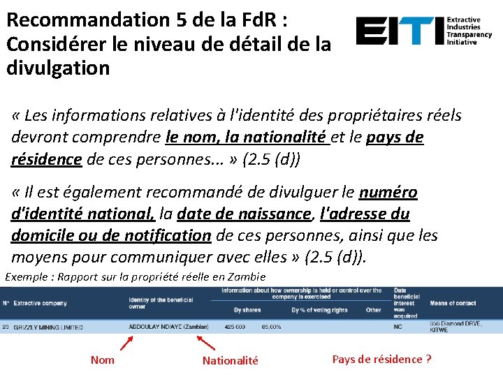 Recommandation 5 de la Fd. R : Considérer le niveau de détail de la