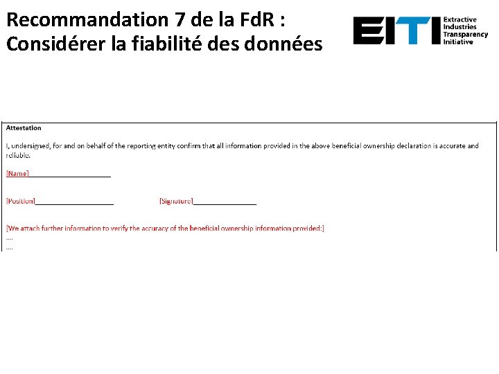 Recommandation 7 de la Fd. R : Considérer la fiabilité des données 