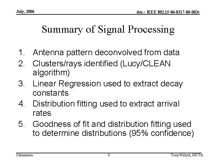 July, 2006 doc. : IEEE 802. 15 -06 -0317 -00 -003 c Summary of