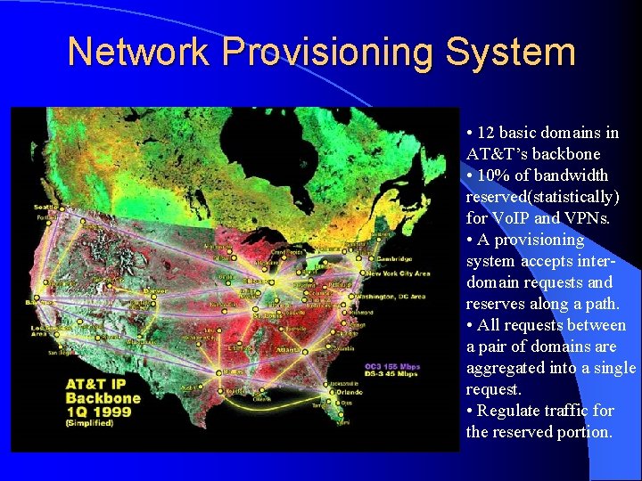 Network Provisioning System • 12 basic domains in AT&T’s backbone • 10% of bandwidth