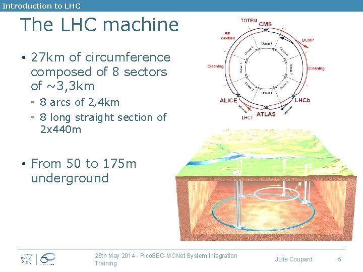 Introduction to LHC The LHC machine • 27 km of circumference composed of 8