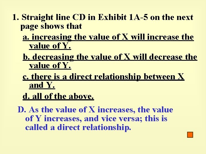 1. Straight line CD in Exhibit 1 A-5 on the next page shows that
