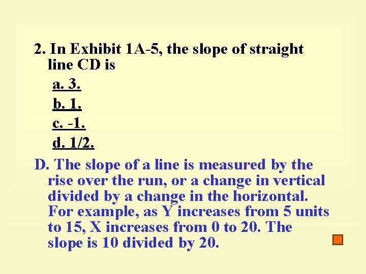 2. In Exhibit 1 A-5, the slope of straight line CD is a. 3.