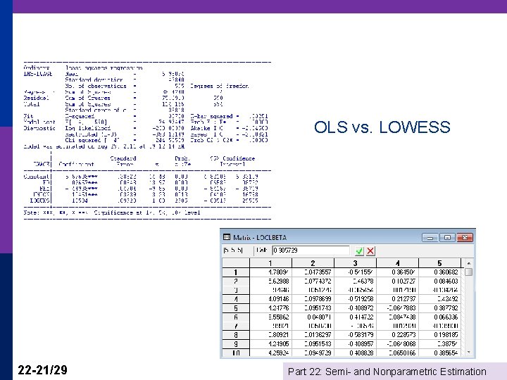 OLS vs. LOWESS 22 -21/29 Part 22: Semi- and Nonparametric Estimation 