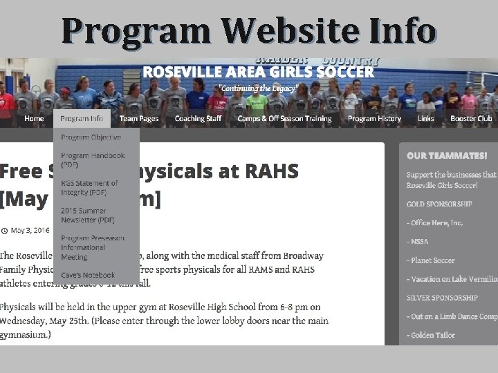 Program Website Info 